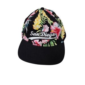Lucky 7 USA Floral Black Pink Yellow San Diego Cap Hat OS